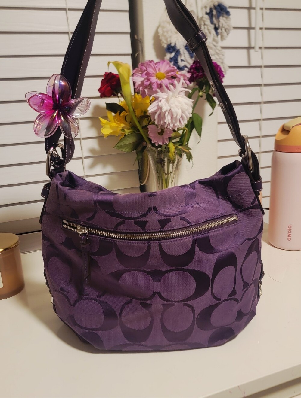 Purple Vtg Y2k COACH Soho Duffle Hobo Shoulder Bag Signature